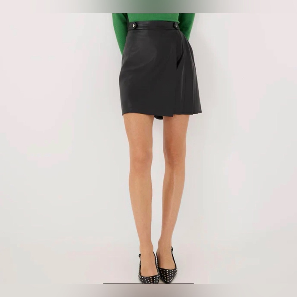 Faux Leather Mini Wrap Skirt
